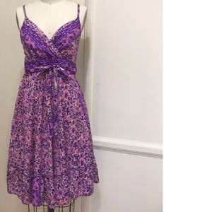 Pink Floral India Silk Dress